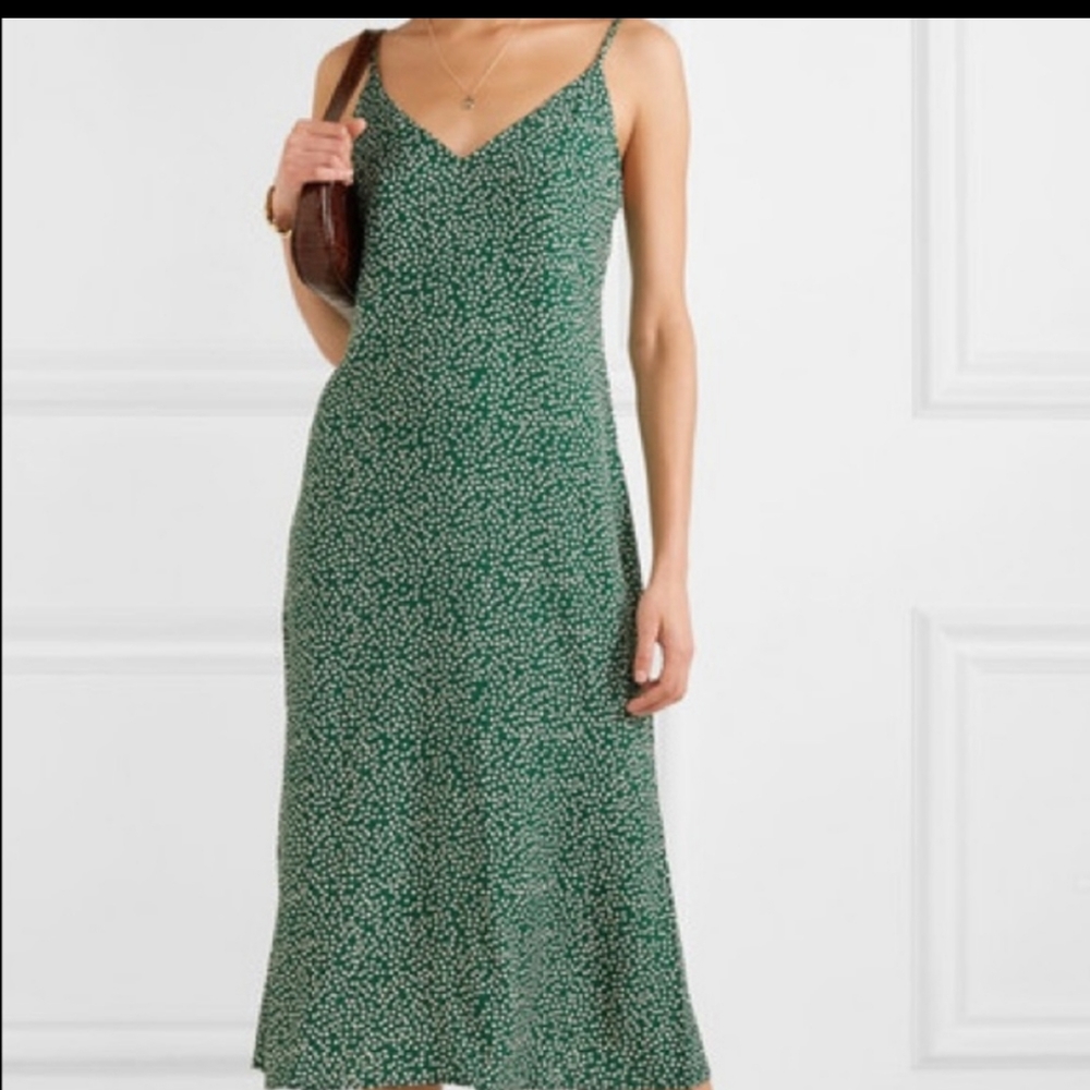 Reformation Alexandra green floral midi dress size 12